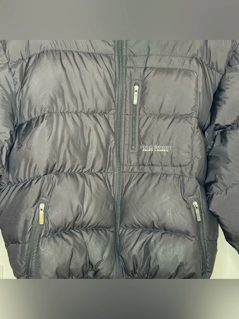 Vintage Polo Sport Ralph Lauren Black Down Puffer Jacket Hooded Men’s XL
